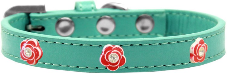 Red Rose Widget Dog Collar Aqua Size 18